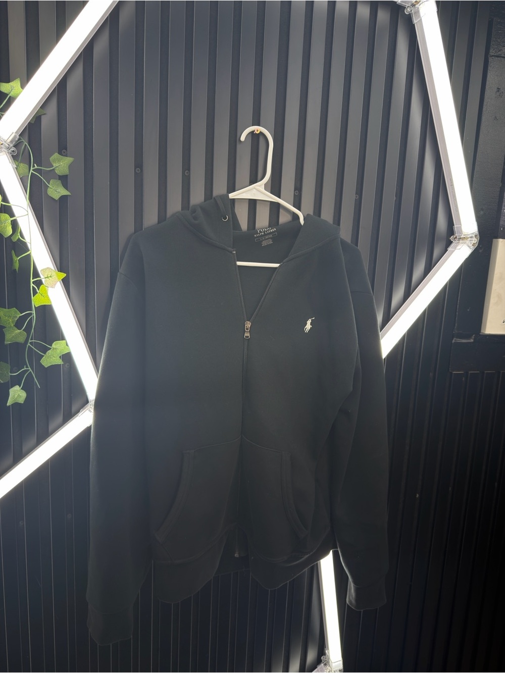 Polo by Ralph Lauren Black Full-Zip Hooded Jacket with White Pony